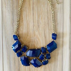Elegant T&J Designs Blue and Gold Statement Necklace